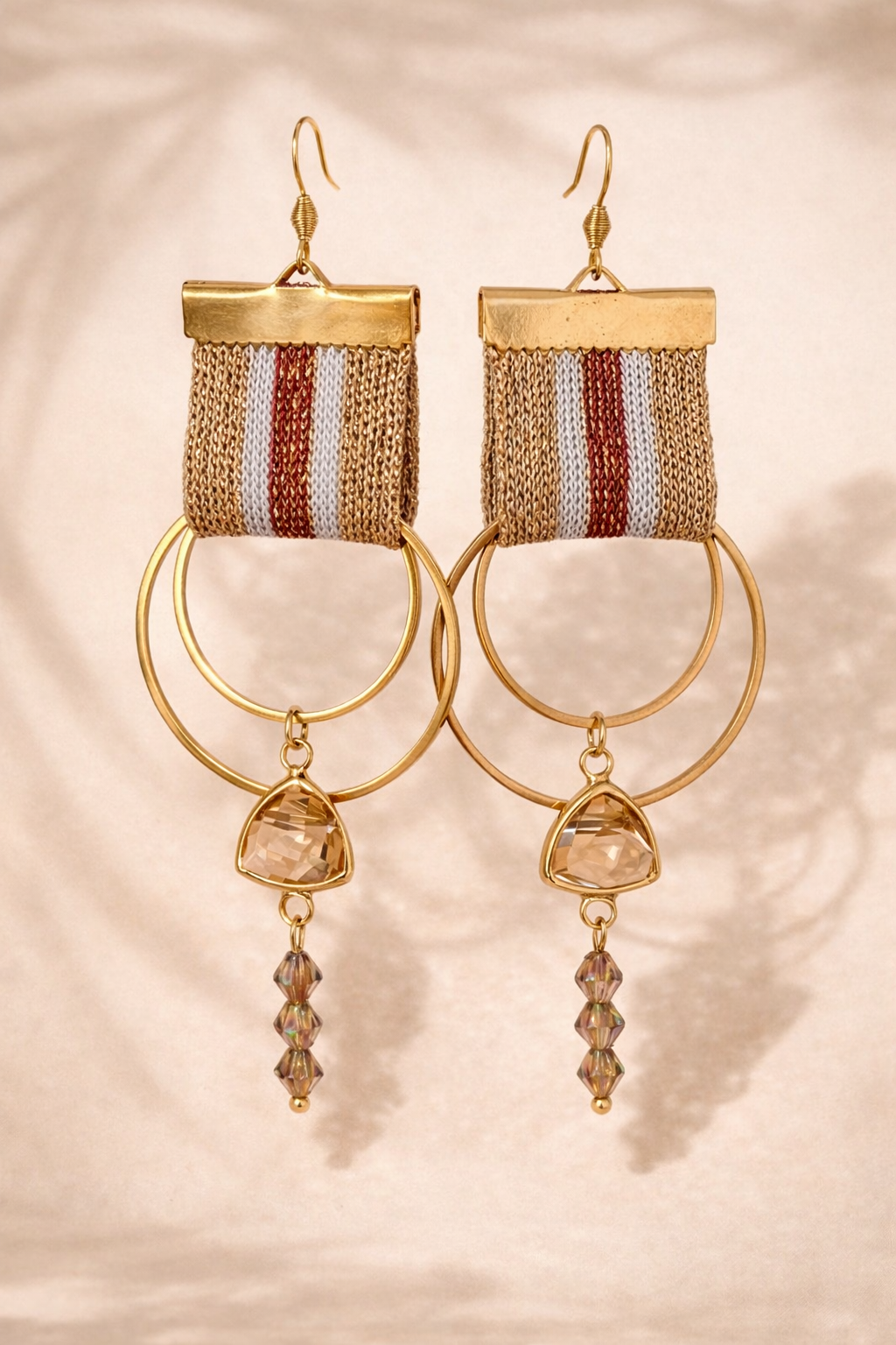 Golden Sunset Ohrringe – vergoldete Ringe mit warmen Naturfarben